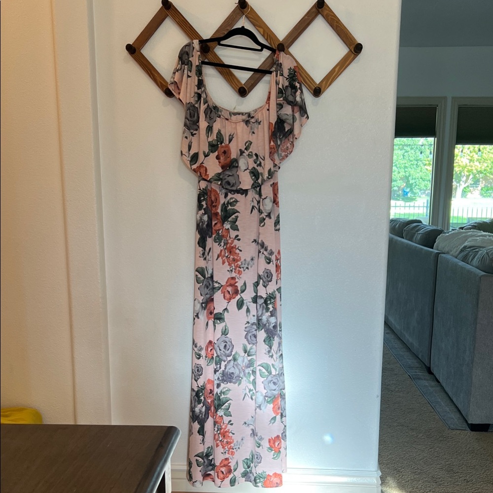 PinkBlush Off-Shoulder Floral Maxi Dress